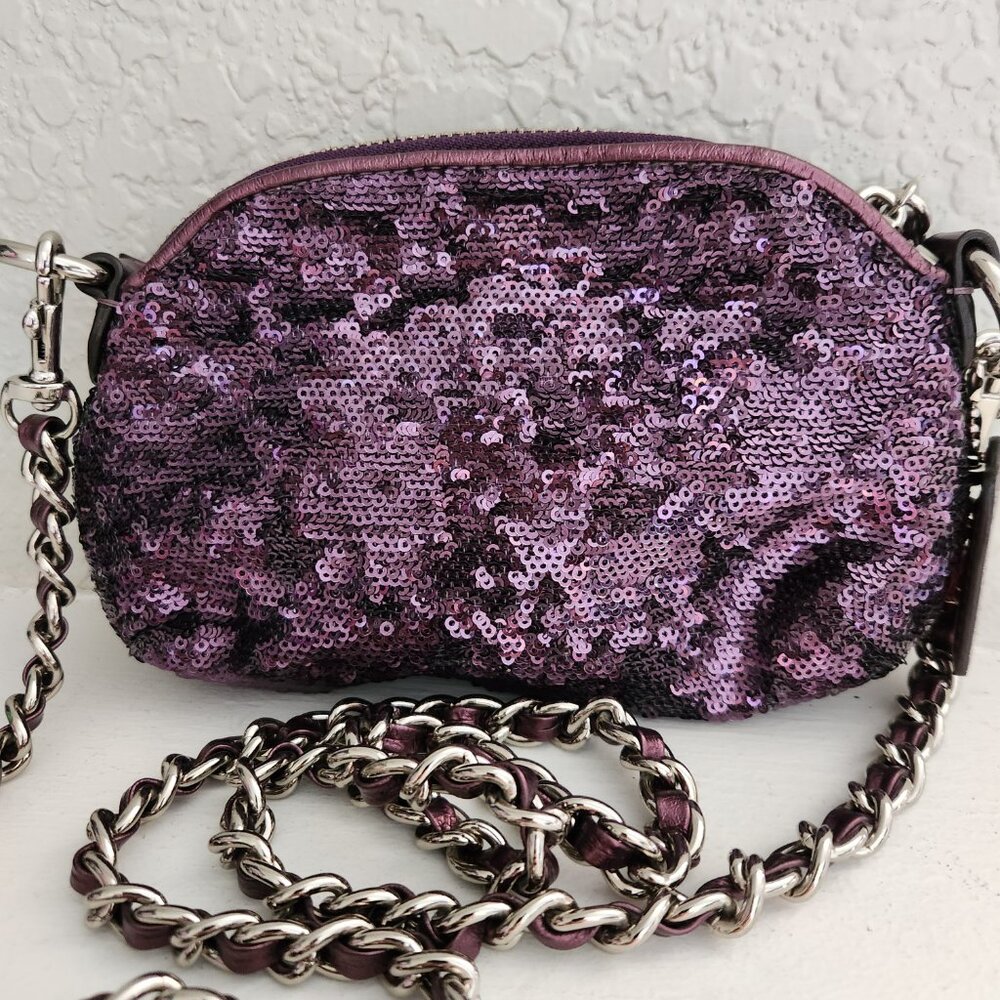 Like New Rare Coach Sequin Purple Crossbody Bag /Clutch Purse - Picture 2 of 12